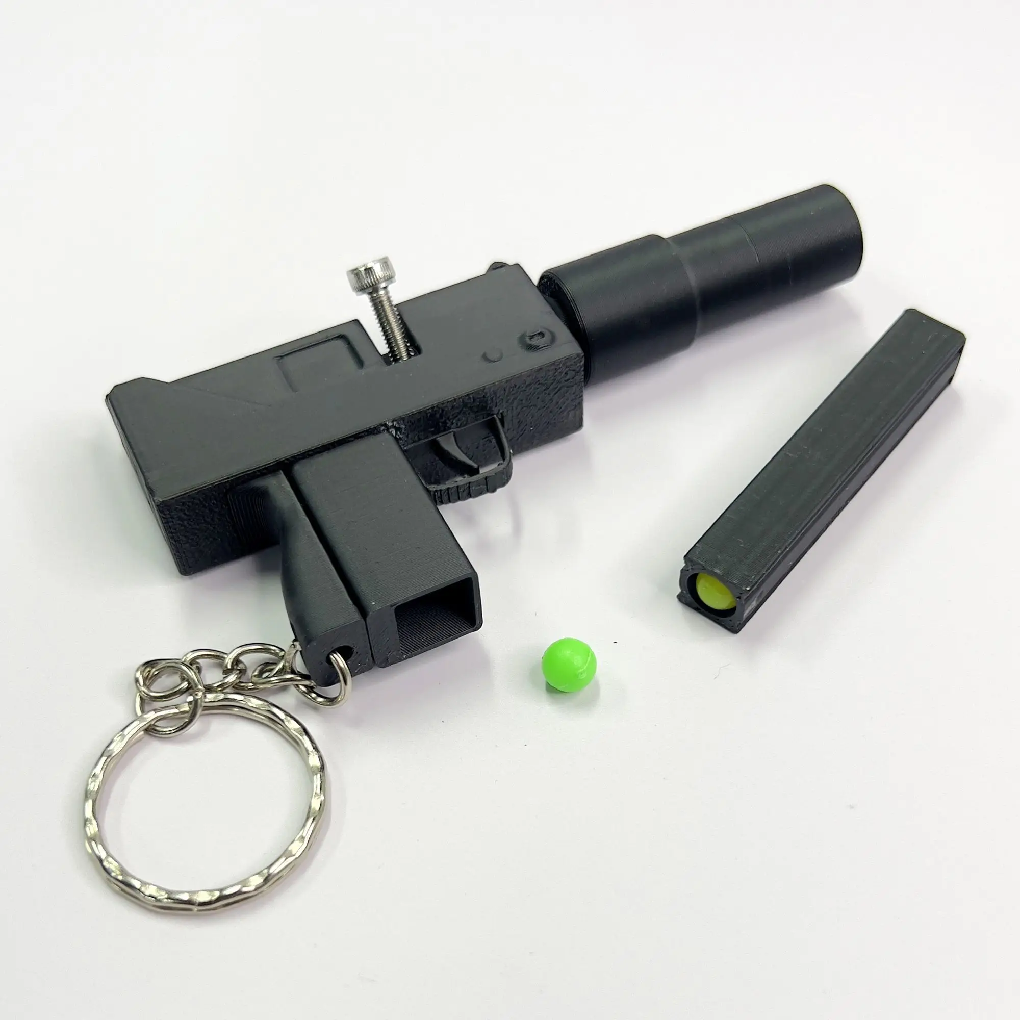 3D Printed Mini MAC-10 Finger Soft Bullet Gun Keychain Pendant Outdoor EDC Tools