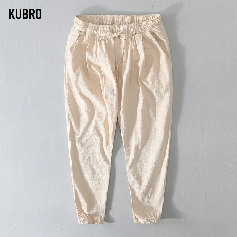 

Мужские брюки из хлопка и льна, модные повседневные брюки-карго Y2K, однотонные дышащие свободные шорты, прямые брюки на шнурке, уличная одежда для мужчин