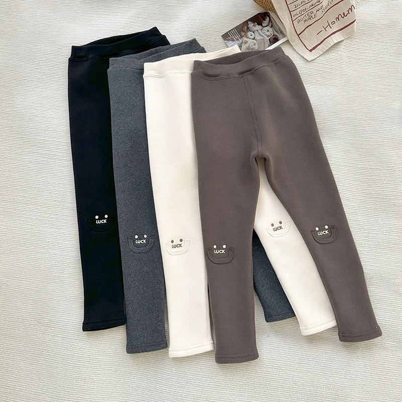 

baby autumn and winter integrated pants for girls velvet leggings warm Korean cotton casual