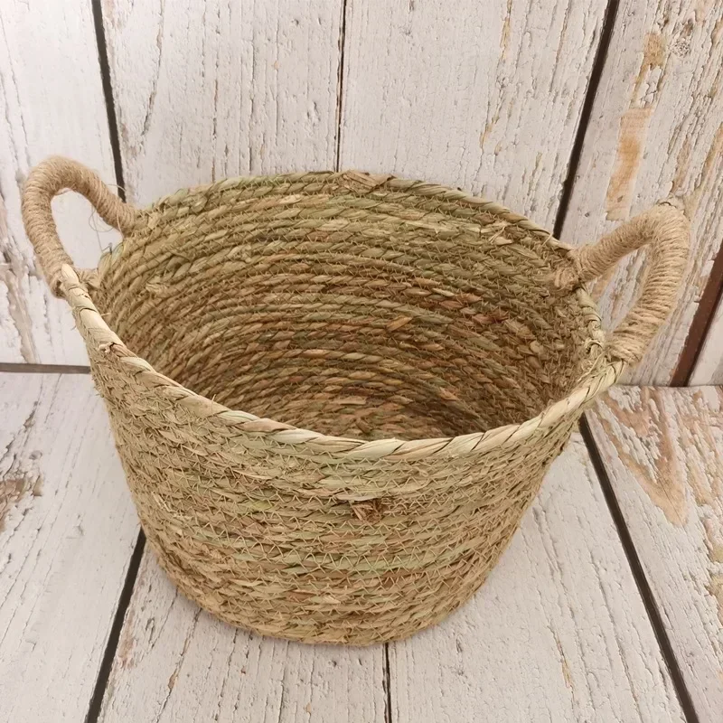 Handled Rattan Basket Single Piece Baby Nest Holder Baby Changing Basin Infant Studio Photo Shooting Daily Practical Supply - view 5