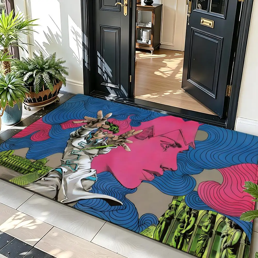 anime J-JoJo's Bizarre A-Adventure Floor Mat Soft Flannel Entrance Door Mat Non Slip Absorbent Bathroom Bedroom Floor Rug