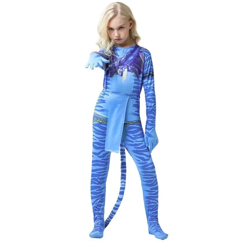 Child Adult Avatar 2 Costume Cosplay Suit Jake Sully Neytiri Bodysuit Zentai Jumpsuits Halloween Party Costumes Props