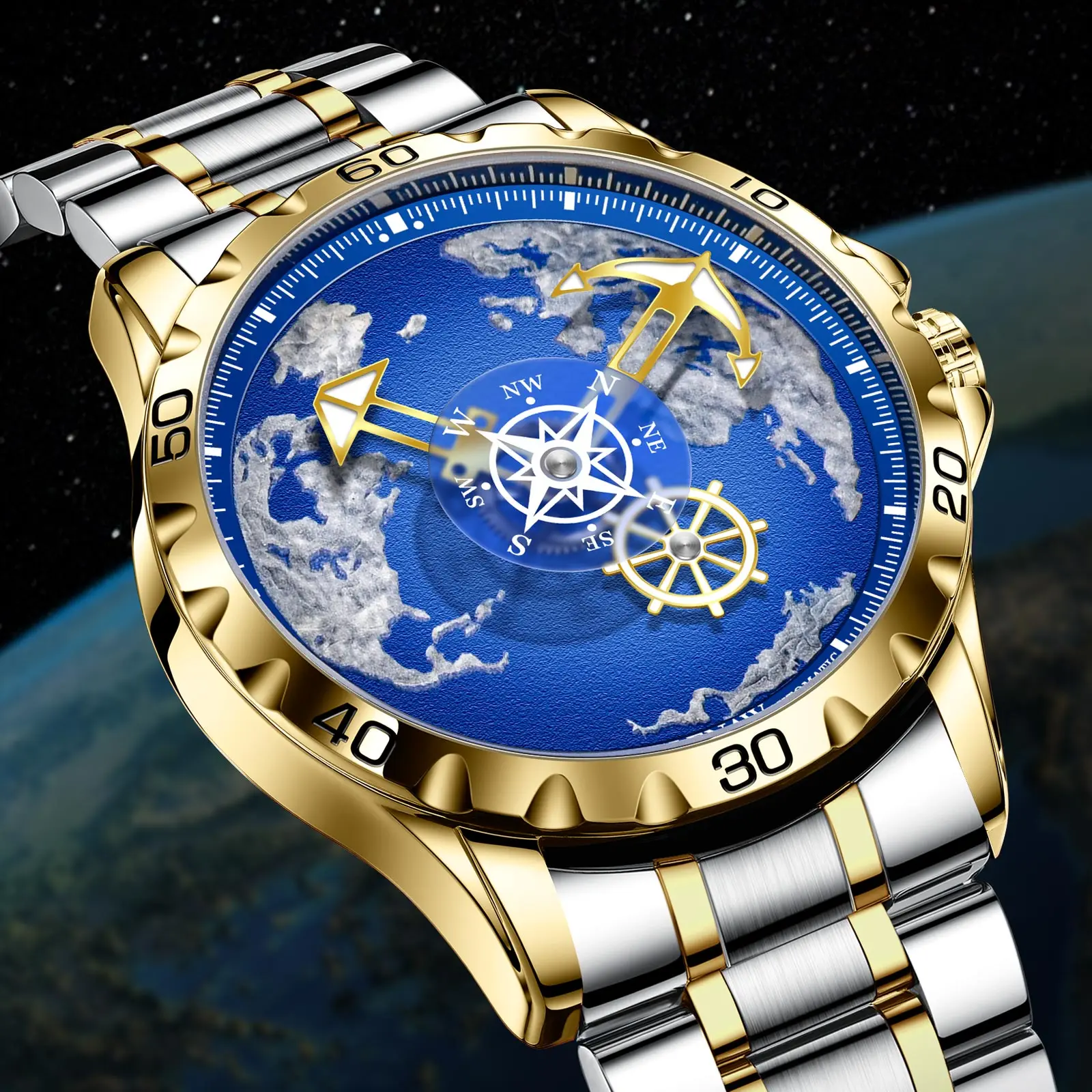 Glenaw Navigator Series Upgraded Fully Automatic Mechanical Watch Gold and Silver Two-Color Personalized High-end Watch