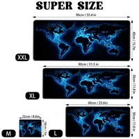 Glow in World Map Mouse Pad Large Computer Office Game Table Mat 90x40 XXL Rubber Non-slip Stitched Keyboard Mats long Desk Pads 4