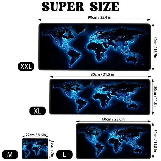 Glow in World Map Mouse Pad Large Computer Office Game Table Mat 90x40 XXL Rubber Non-slip Stitched Keyboard Mats long Desk Pads 4 Glow in World Map Mouse Pad Large Computer Office Game Table Mat 90x40 XXL Rubber Non-slip Stitched Keyboard Mats long Desk Pads 4