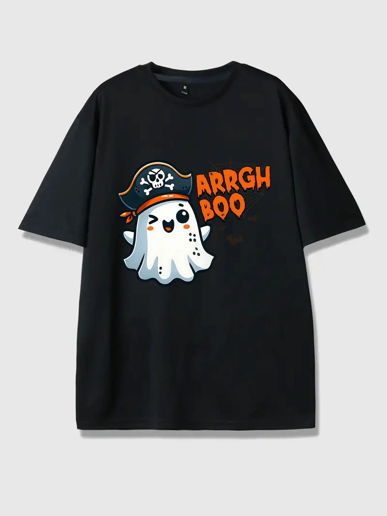 Men'S 180G T-Shirt Featuring a Pirate Boo Design, Perfect for Family Gatherings And Parties, with a Charming Ghost Print, Making