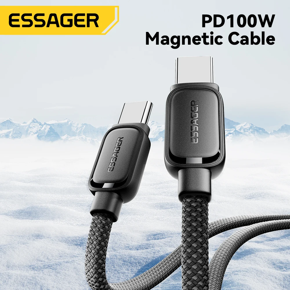 Essager Magnetic Suction Anti Winding 100W USB C to USB Type C PD Fast Charging Cable For iPhone 15 MacBook QC 3.0 Charge Cord