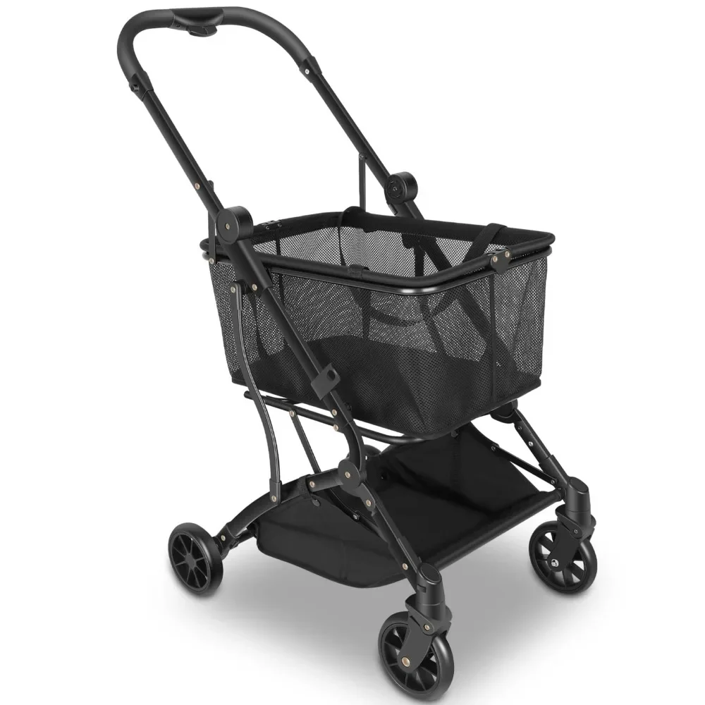 

Shopping Cart Collapsible Utility Trolley Cart Features up 60 lbs Total Weight Capacity, Stylish Detachable Carry Bag