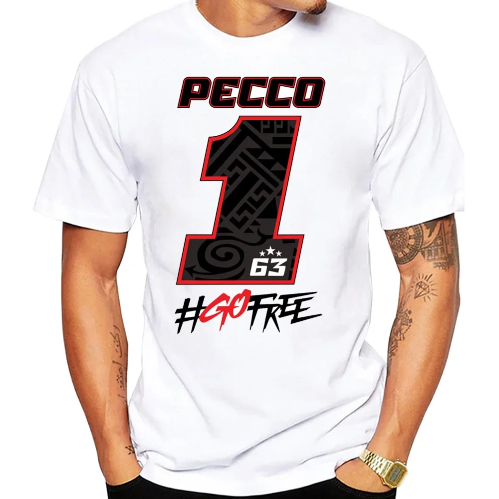 63 3 Stars Francesco Pecco Bagnaia GP Race PECCO 1 Riding T-Shirt Hip Hop Boy Casual T shirts Men Motorcycle Sport White Tees