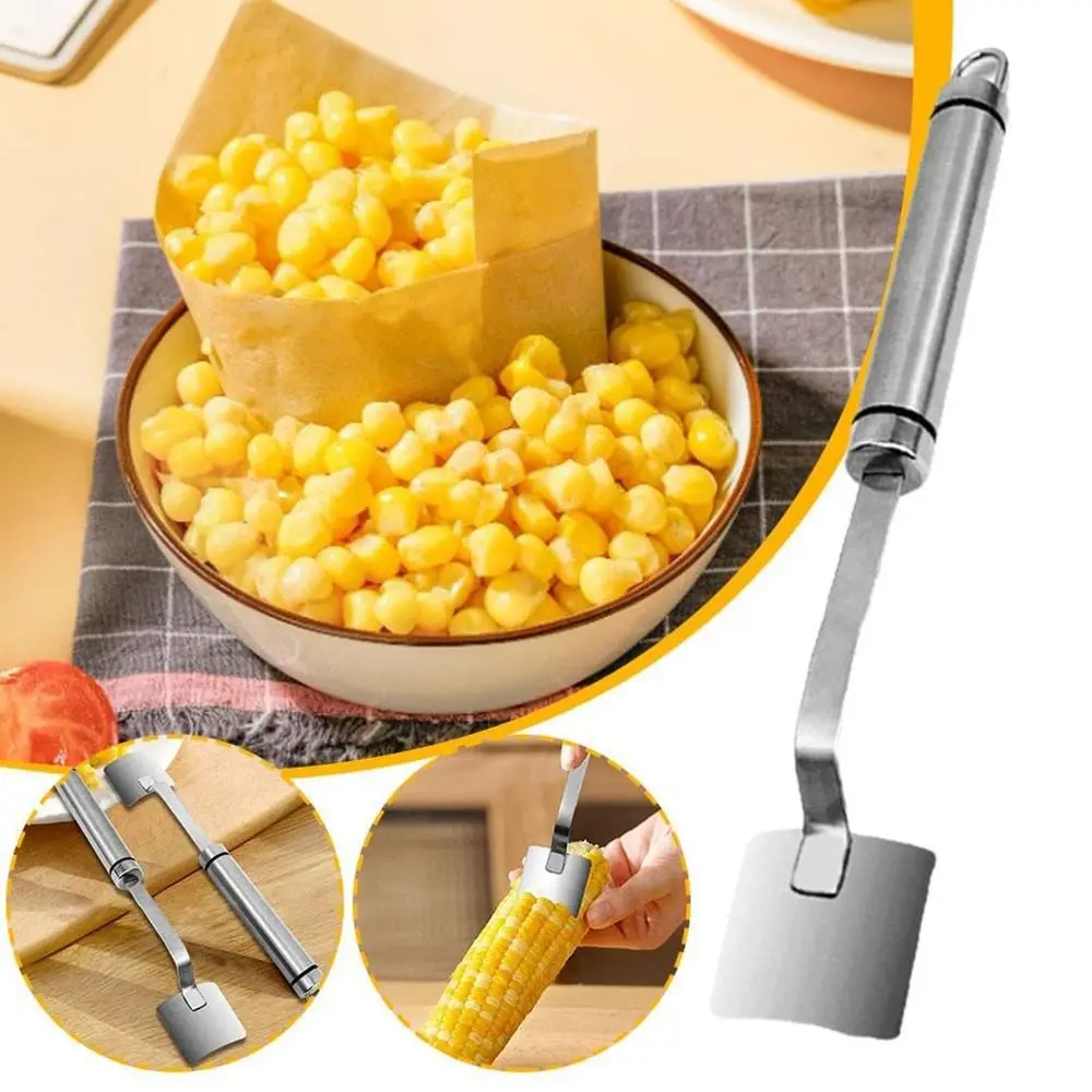 Stainless Steel Long Handle Corn Stripper Planer Tool Quick Removing Corn Cob Peeler with Ergonomic Handle