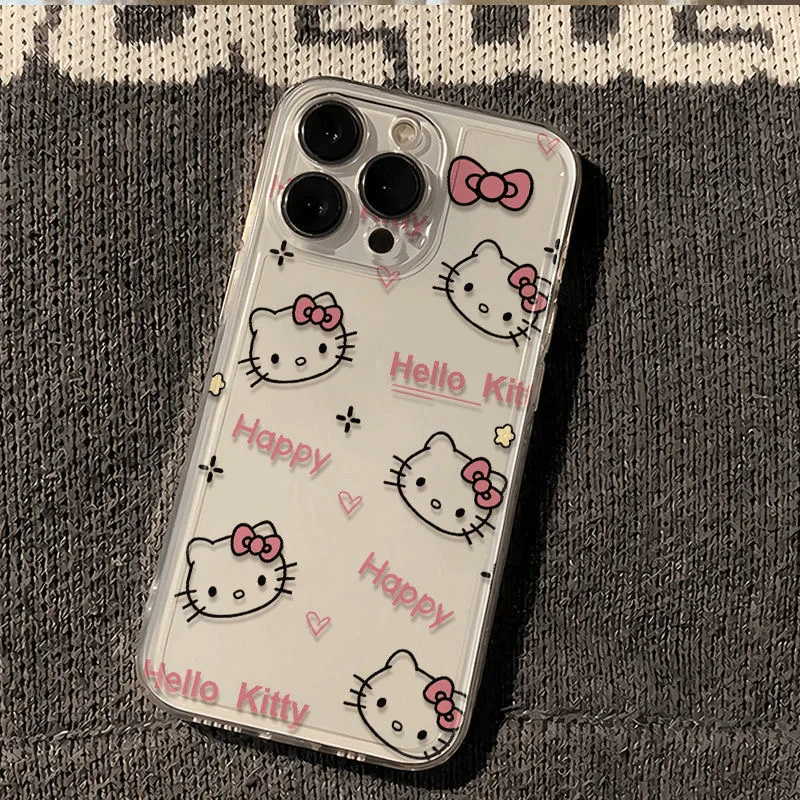 Simplicity Yk2 Hello Kittys Phone Case For iPhone 16 15 14 13 12 11 Mini Pro Max X XR XSMax 7 8 Plus SE20 Transparent Cover