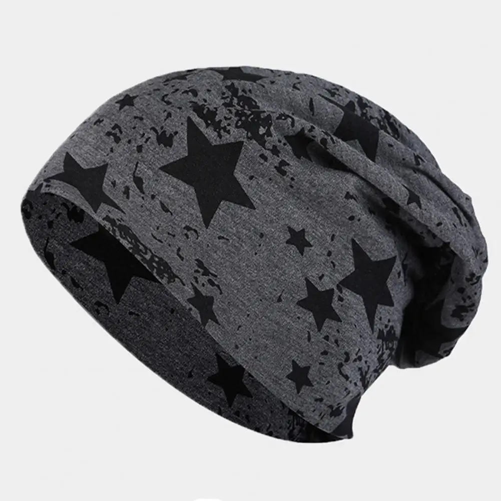 Beanie Hat Five-pointed Star Print Double-layers Breathable Keep Warm Hat Spring Autumn Women Men Couple Skull Cap For Travel