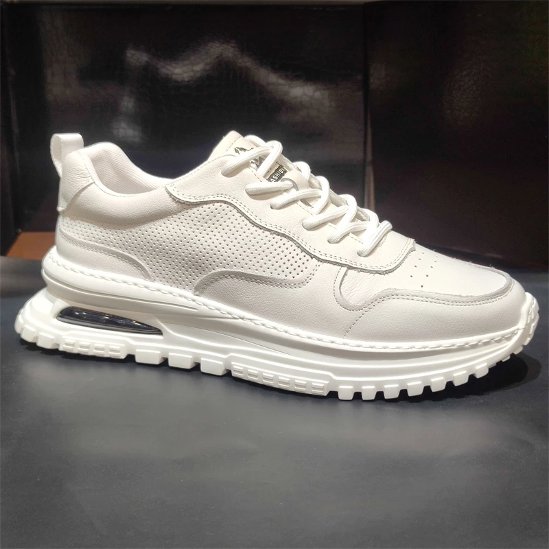 

Модные мужские универсальные спортивные белые кроссовки Trendy Dad oes с многослойной подошвой из воловьей кожи, дышащие, с круглым носком, на плоской резиновой подошве