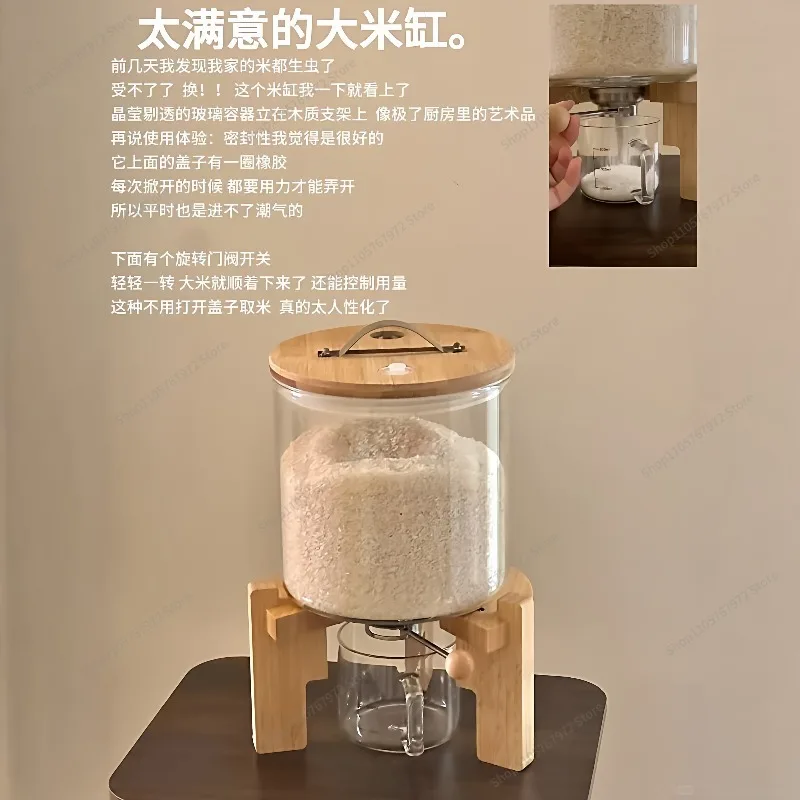 For Rice Tank Household Medieval Grain Sealed Tank Insect-proof Moisture-proof Grain Kitchen Countertop Rice Storage