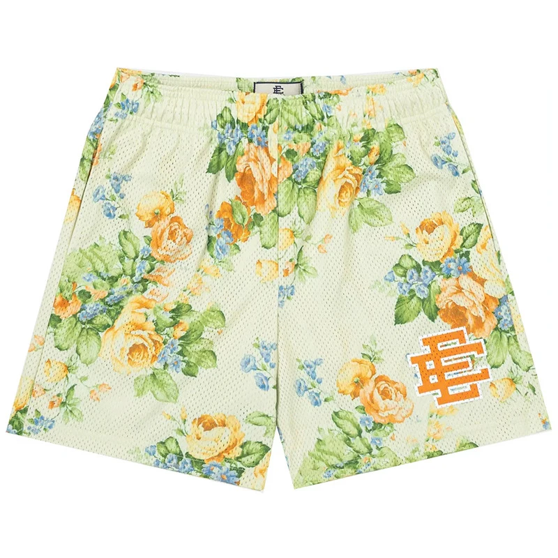 New Summer Eric Emanuel EE Basic Mesh Short Classic Floral Printed Gym Shorts Men's Gym Basketball Sports Beach Shorts