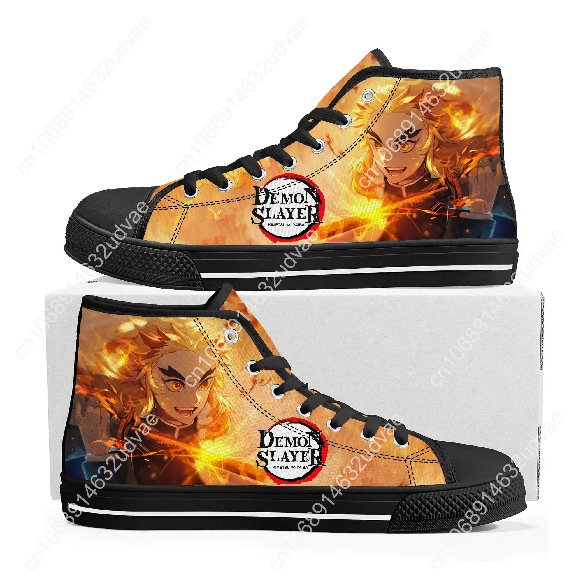 Japan Anime Kyojuro Rengoku Flame Pillar High Fahion Top Sneakers Mens Womens Teenager Canvas Sneaker Couple Shoes Custom Shoe