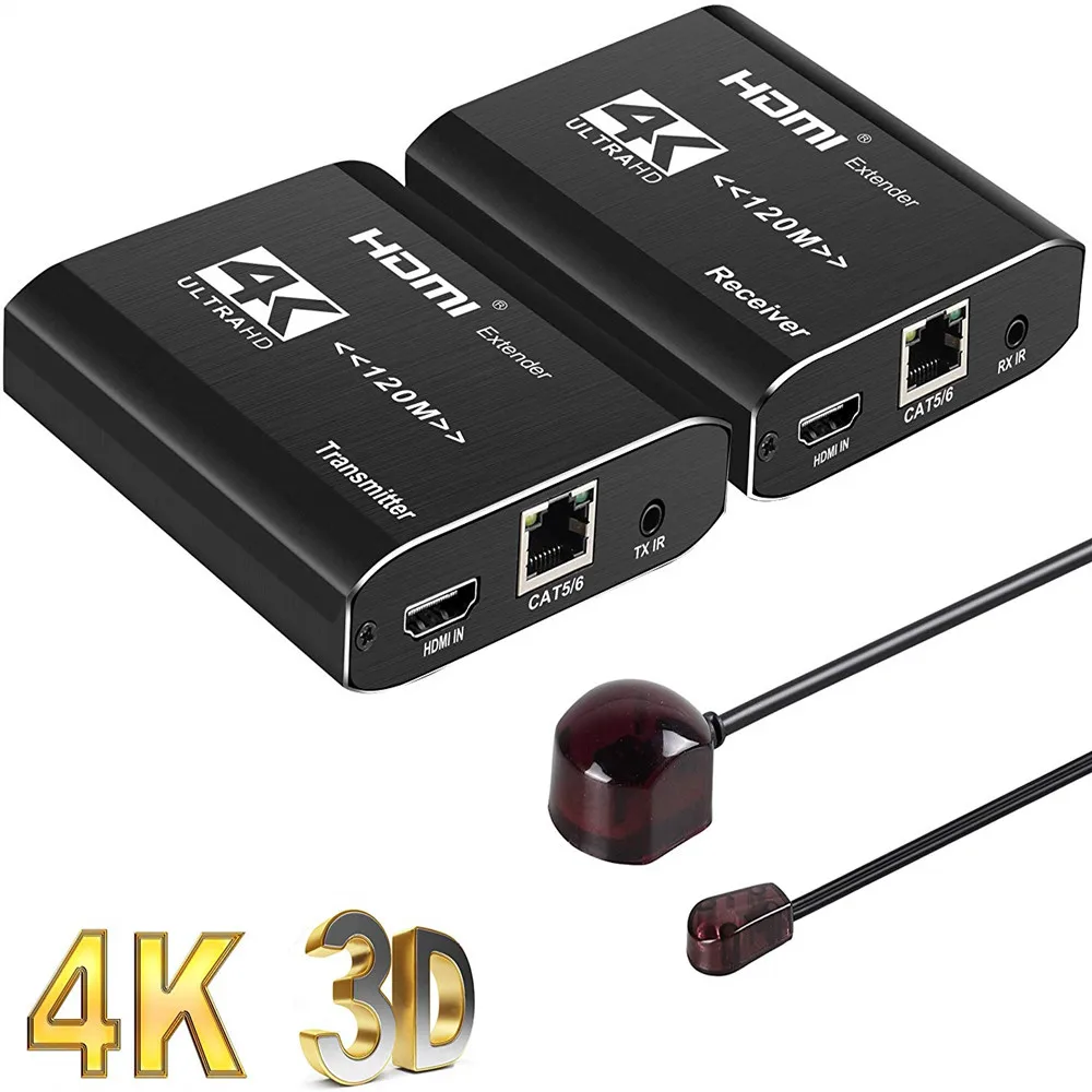 

4K for HDMI Extender Via Ethernet Single Cat 5e/6 120M Supports IR TX RX Cascade Connection-Audio Video Accessories Transmitter