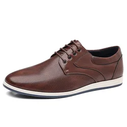 Size 41-46 Leather Shoes for Men 2025 Lace-up Casual Shoes for Men Office Formal Luxury Designer Shoes Fashion Black Brown Green