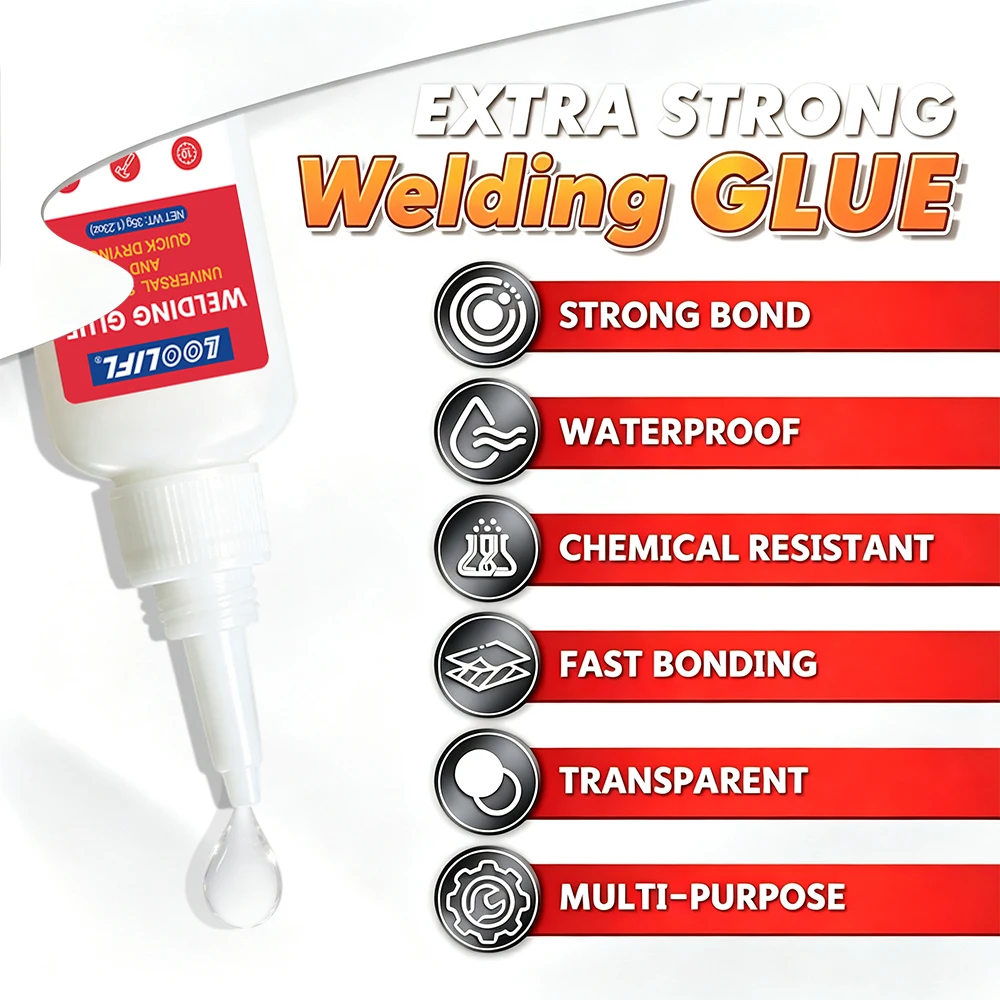 LOOLIFL Welding Glue Stronger Than Welding  Instant Super Glue Universal  Adhesive for Metal Plastic Wood Ceramic Rubber Repair