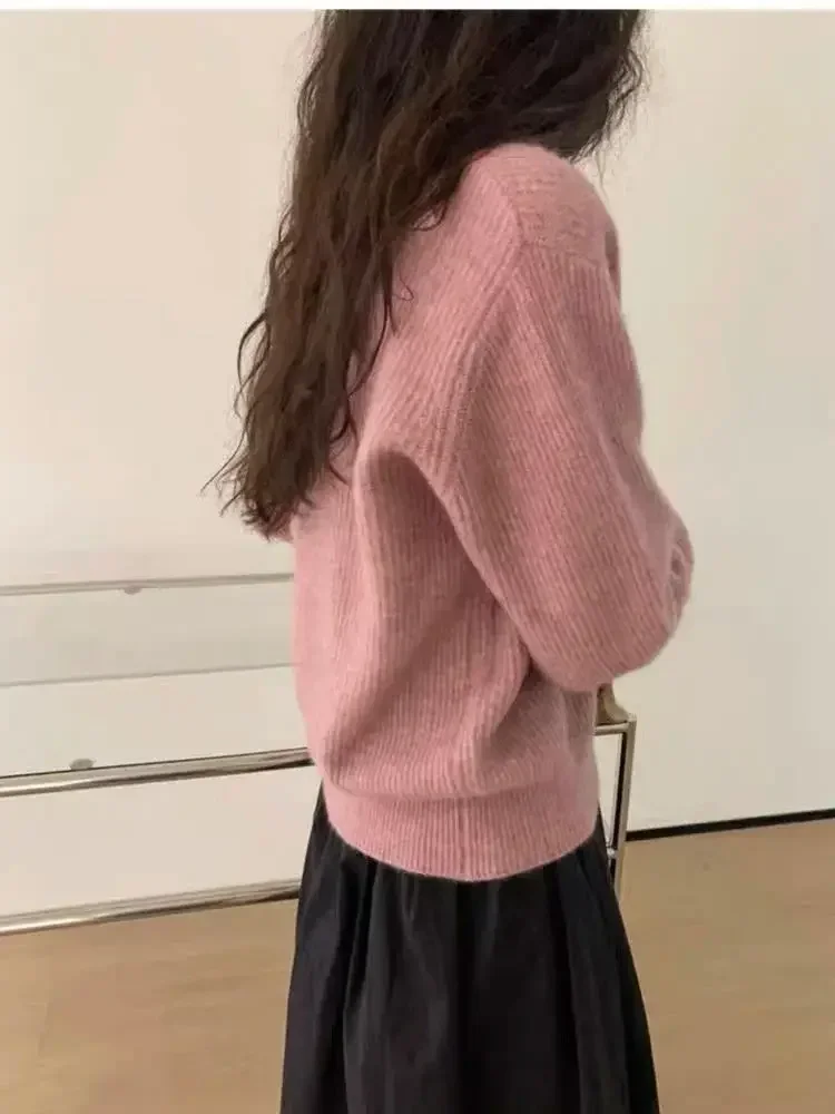 Women Sweater 100% V-Neck Cashmere Sweater Loose Casual Knitwear Pullovers Needle Winter Soft Warm Long Sleeve For Ladies Top