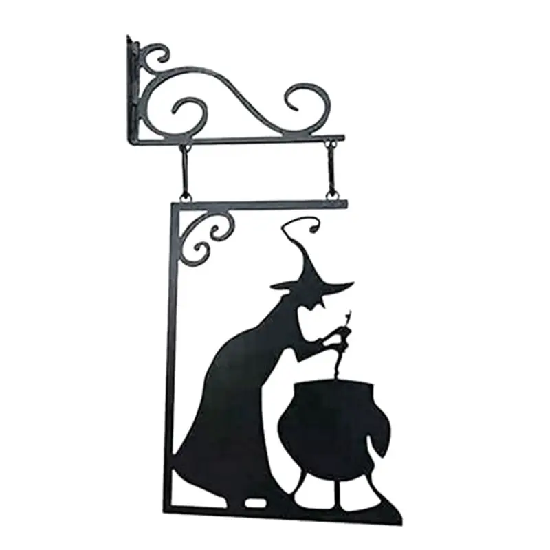 【Big Deal】1 Piece Halloween Witch Cauldron Silhouette Wall Decor Metal Witches Cauldron Wall Hanging Ornament Black