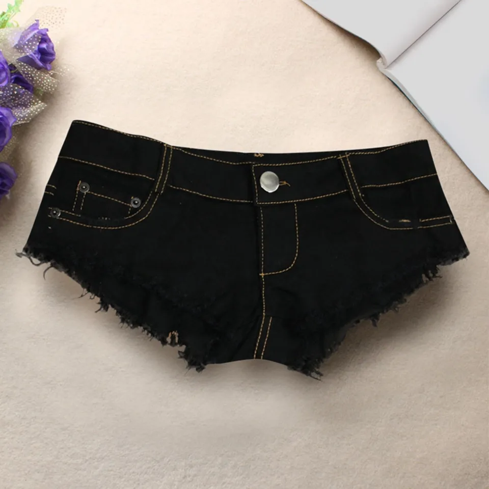 Womens Ripped Denim Boxer Shorts for Festivals