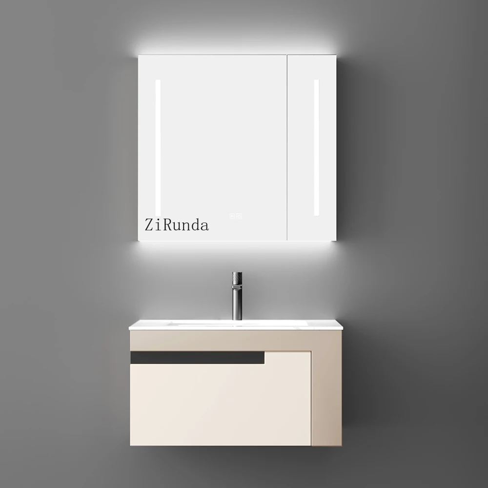 Black WC Vanity Modern waterproof bathroom cabinet Vanity with sink and mirror