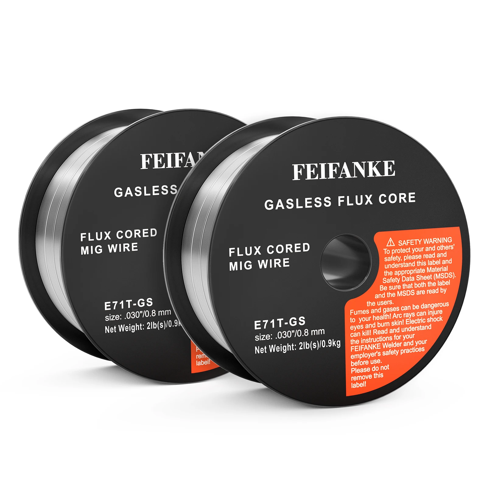 FEIFANKE 2 Pack 2 Pounds .030'' Flux Core Welding Wire E71T-GS Mild Steel MIG Wire Gasless Wire