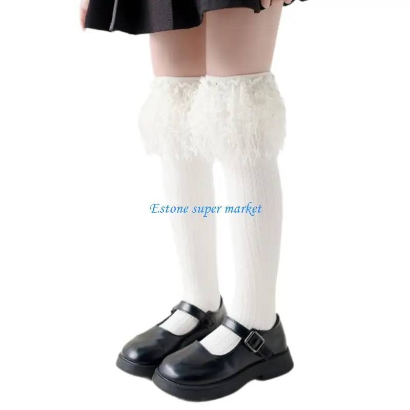 

090B Children's Middle Calf Socks Stackable Socks Long Fringed Design Fashionable