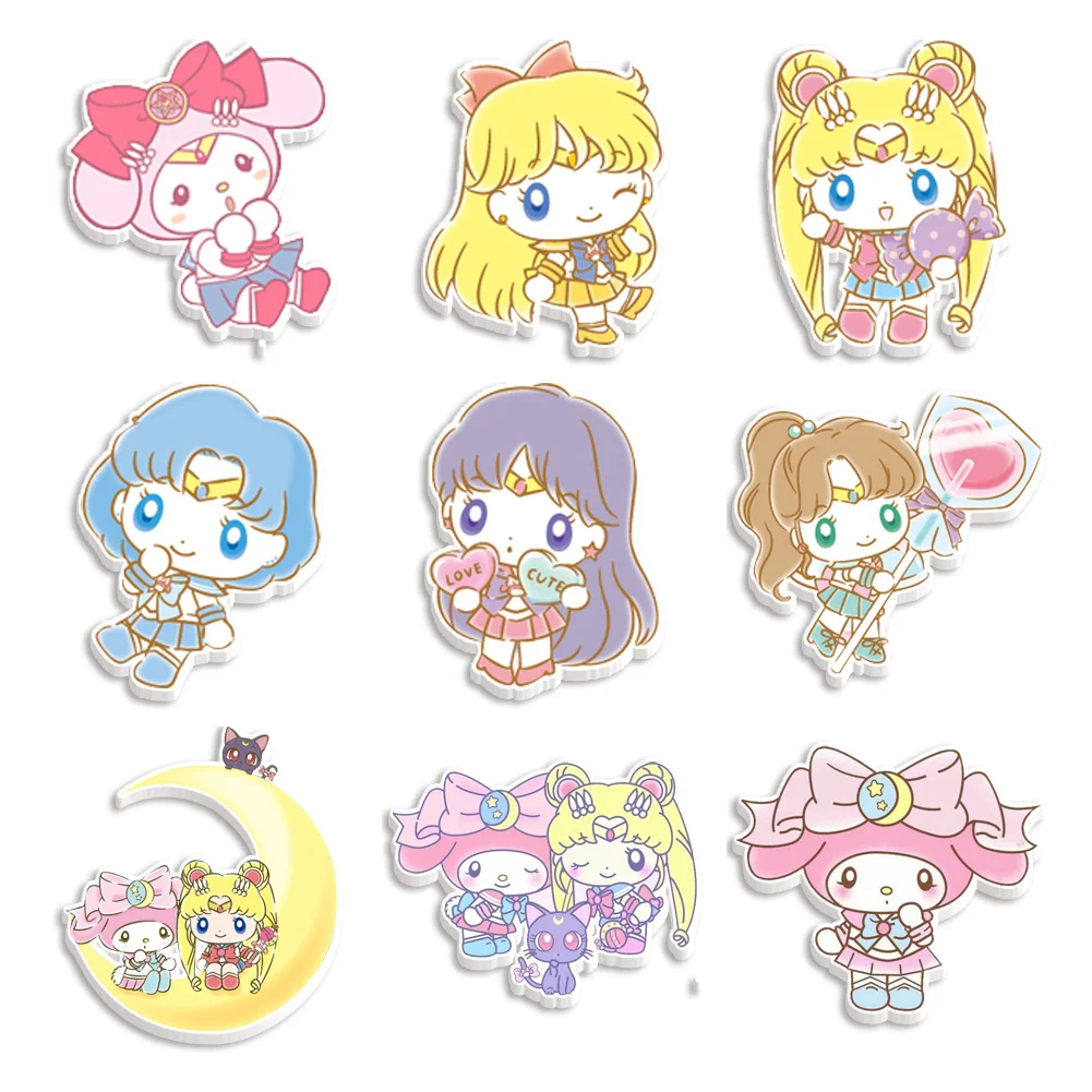 10pcs/lot Cartoon M Girls Resin Planar Transparent Glitter Acrylic Flatback for Badge Hair Bow Keychain Decoration view 5