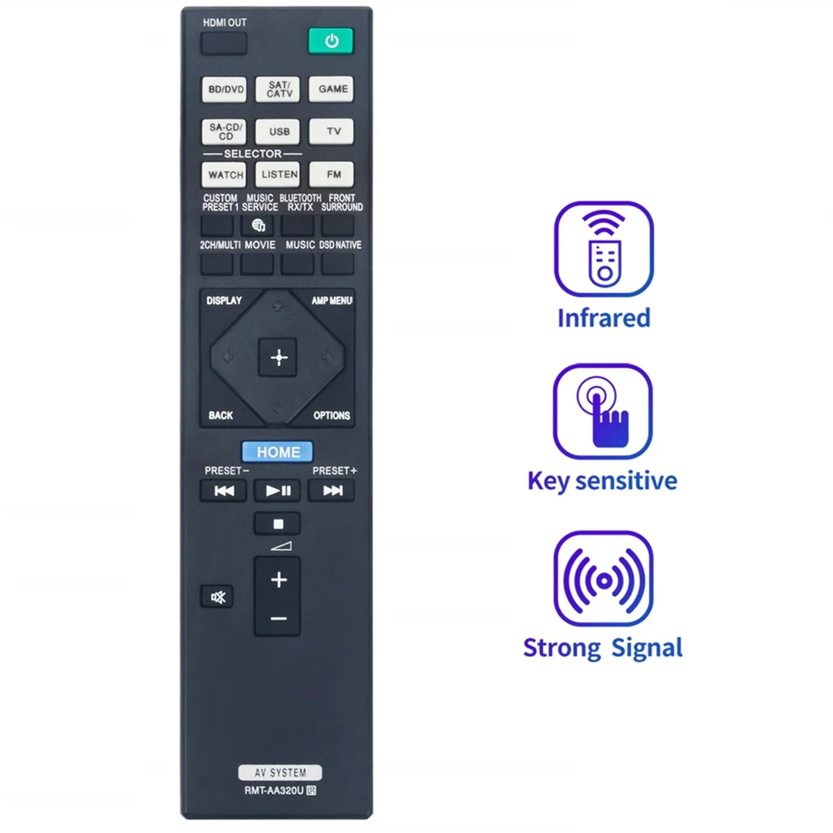 RMT-AA320U Replacement Remote Control pengganti untuk Sony AV Receiver STR-ZA810ES STR-DN1080 STRZA810ES STRDN1080