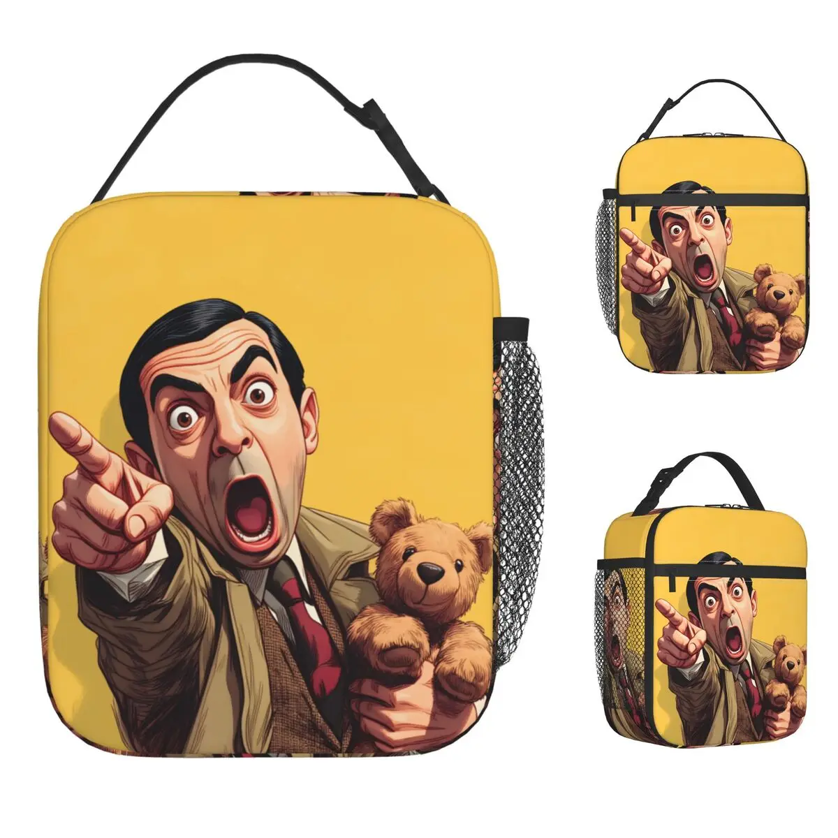 

Сумка для обеда Mr. Bean, ретро-ланч-бокс для девочек, портативная сумка-холодильник для пикника, водонепроницаемая термосумка для обеда с графическим рисунком