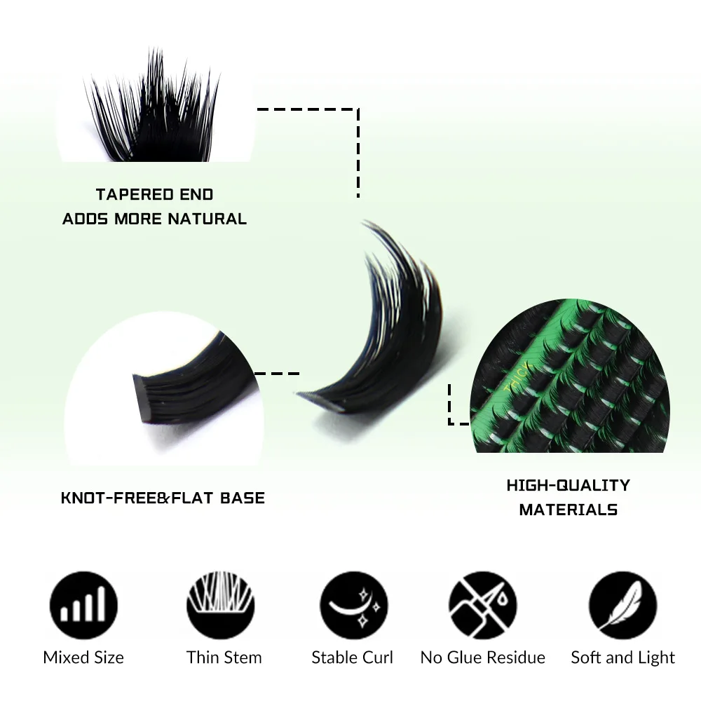 Ciglia finte segmentate fai-da-te a 15 file, aspetto naturale, lunghezza formixata adatta, nero denso, 160D/200D/300D, strumento per il trucco degli occhi 10-18mm