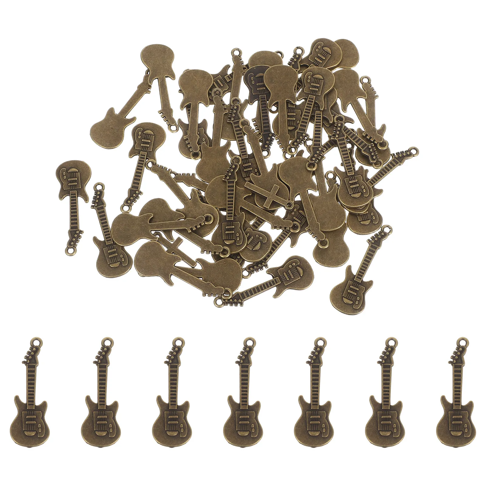 50 Pcs Acoustic Guitar Charms Earring Music for Necklace Pendants Keychain Bracelet Alloy Art