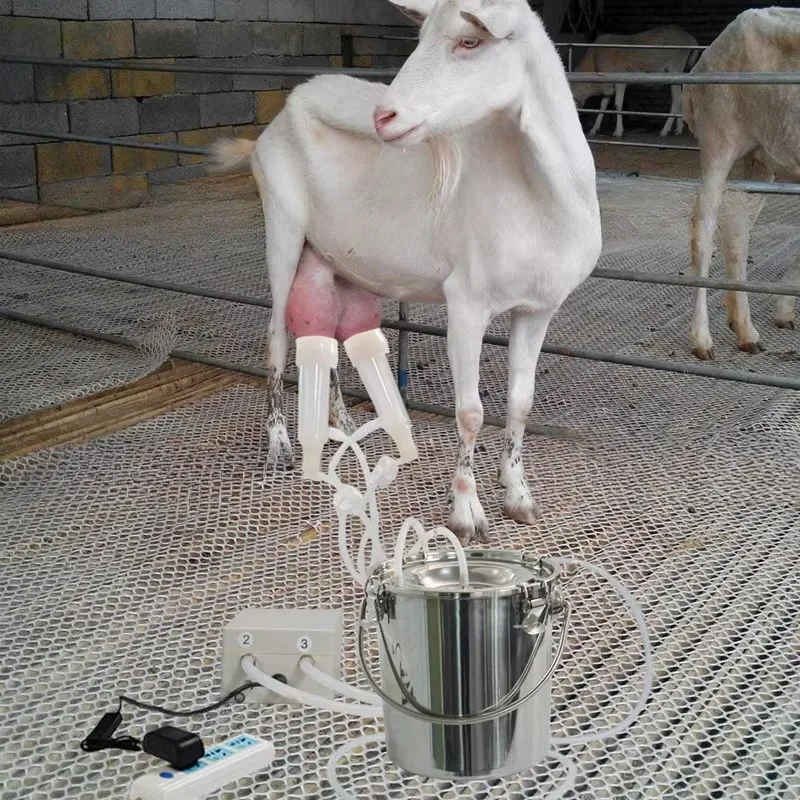 3/7/14L Pulse Sheep/Cow Goat Milking Machine Automatic Stop Stainless Steel Milke Bucket Vacuum Pump Electric Milking Equipment