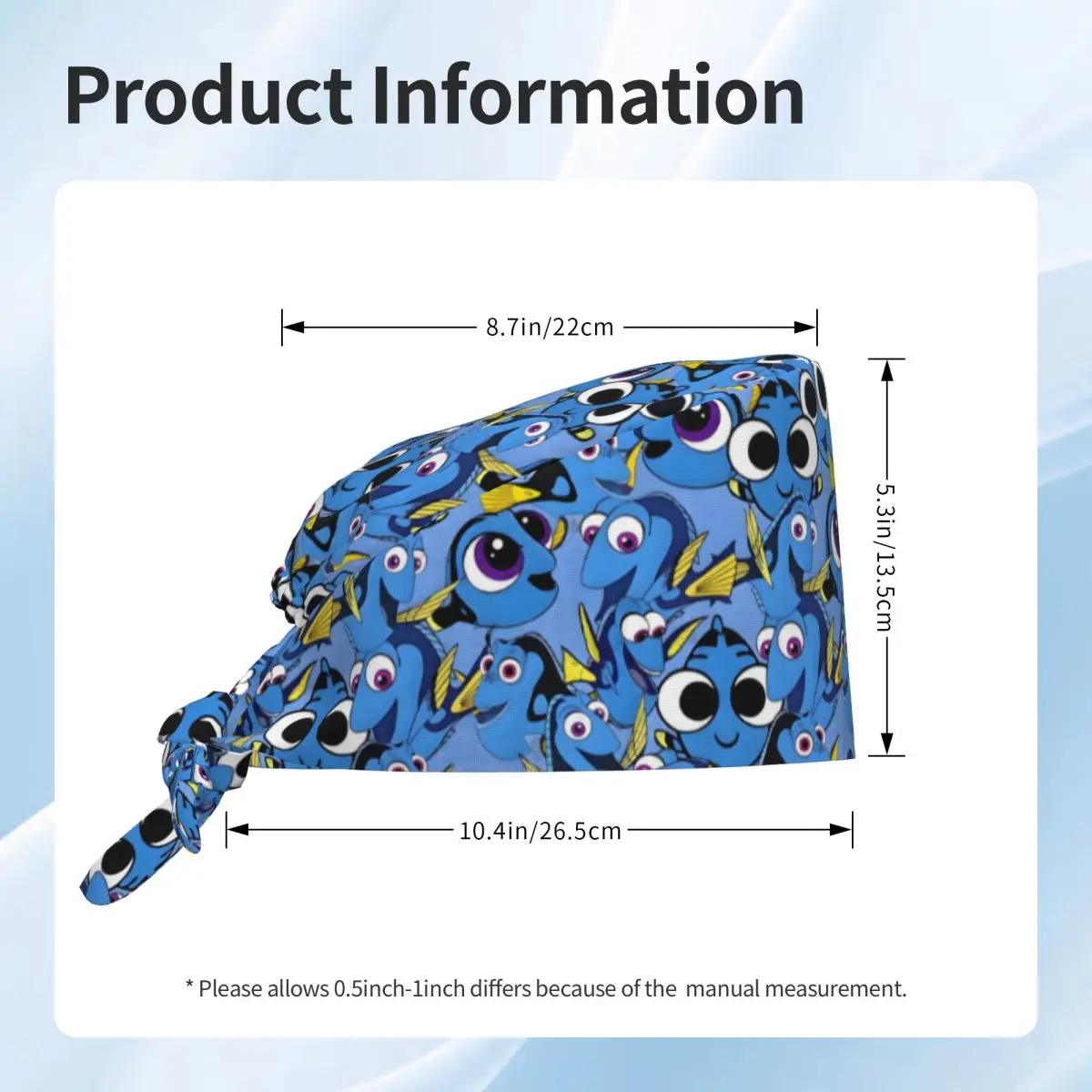 Picture 6: Blue Fish Finding Nemo Cleaning Working Cap Comfortable Unisex Anime Film Cartoon Scrub Cap Surgicals Hat Nurse Scrubs Hat Nurse