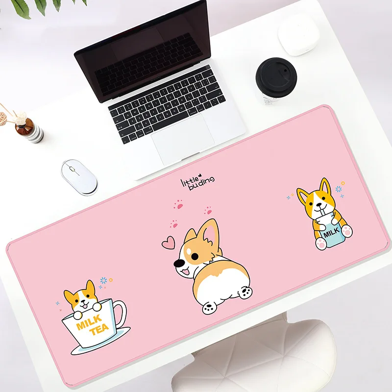 Pink Girl Heart Cute Dog Corgi Animal Mouse Pad Large  Computer Keyboard Table Mat Kawaii  Gamer Mousepad Valorant Alfombrilla