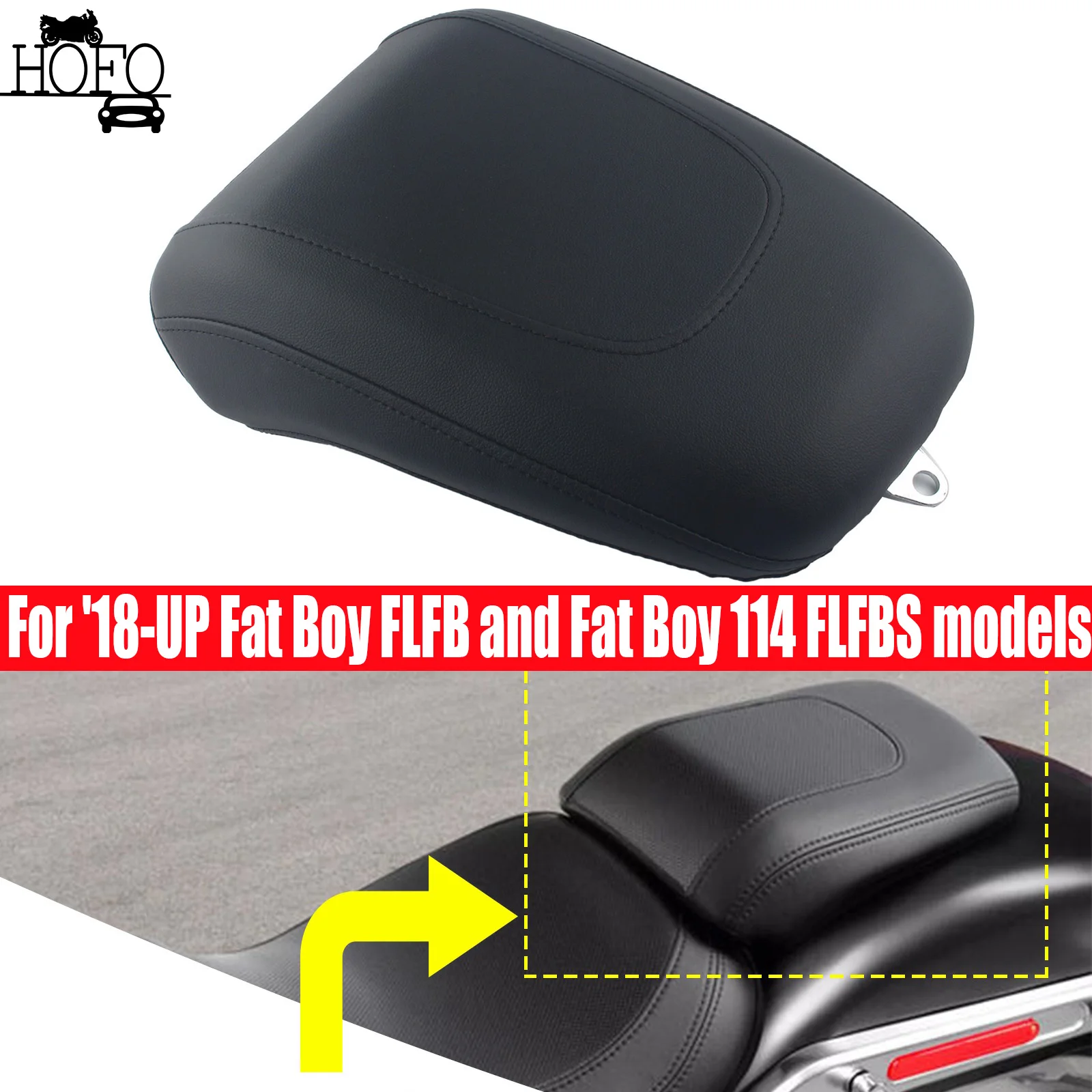 

Заднее пассажирское сиденье мотоцикла, черная кожаная для Harley Fat Boy FLFBS 114 FLFB 107 2018-2023