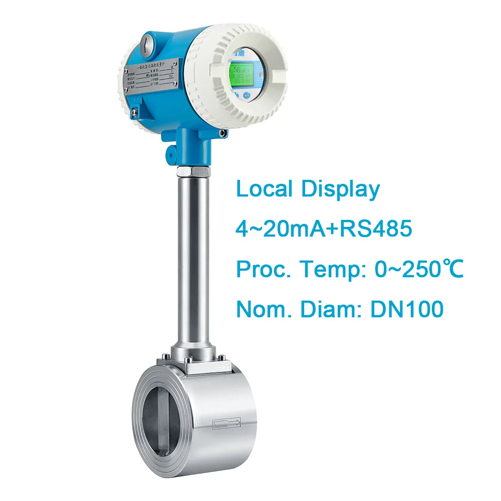 Measuring Gas Medium DN100 4~20mA RS485 Communication Local Display Clamp-on Type Vortex Flowmeter