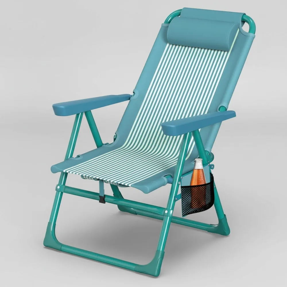 

6-позиционный складной пляжный стул с откидной спинкой и сумкой-холодильником и подстаканником, легкий портативный для кемпинга, путешествий на открытом воздухе