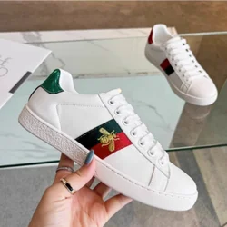 Leather small white shoes women's shoes casual shoes all match shoes Summer 2024 new explosive small bee sneakers board shoes