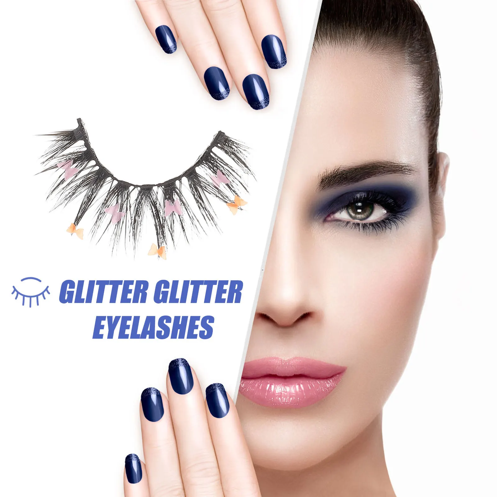 4 paia di estensioni delle ciglia con paillettes glitterate, affascinanti, belle ciglia colorate realizzate, attraente trucco per gli occhi, ciglia colorate