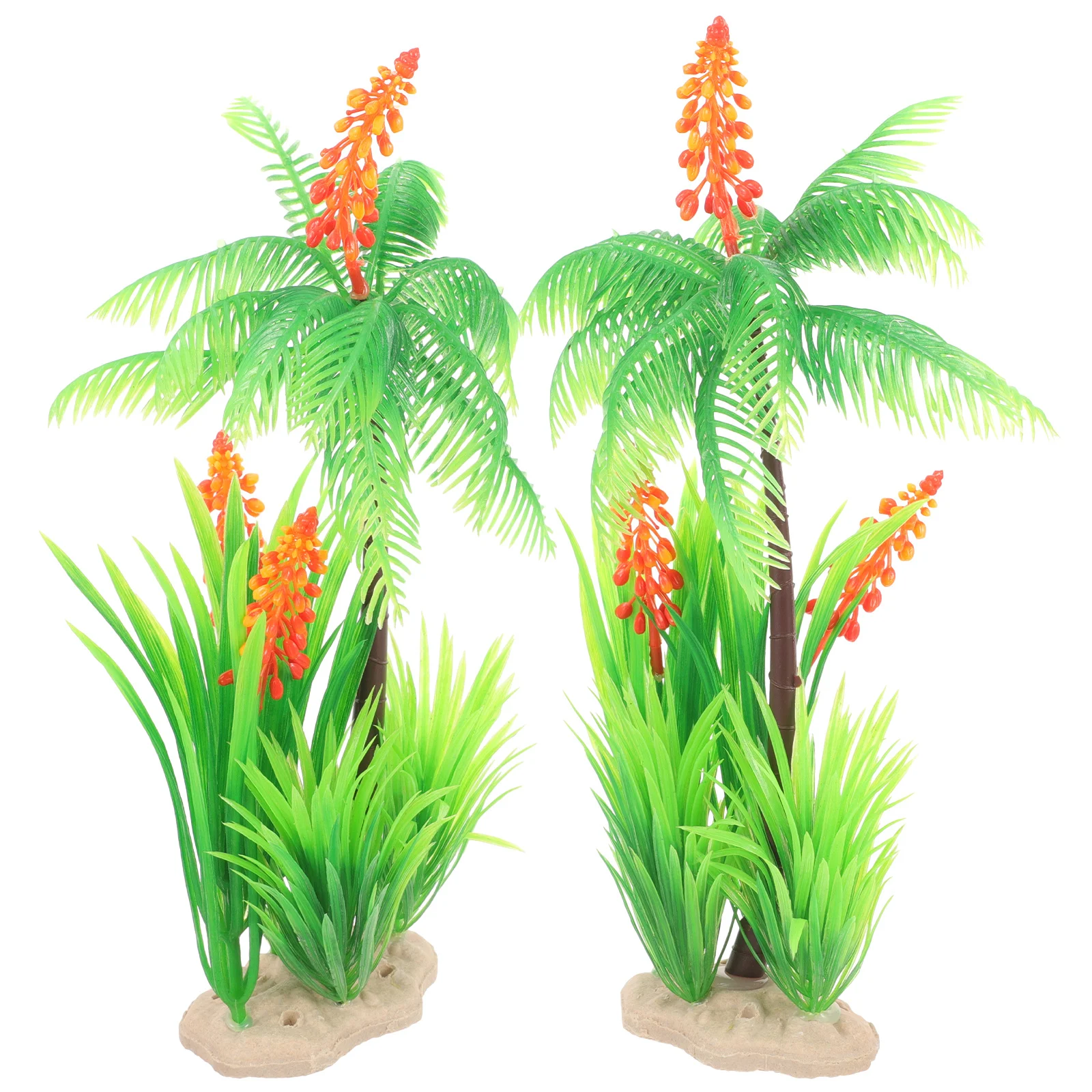 

2Pcs Simulation Palm Tree Safe Lightweight Fish Tank Decor No Fading Lifelike Aquarium Plants Fish Tank Plants