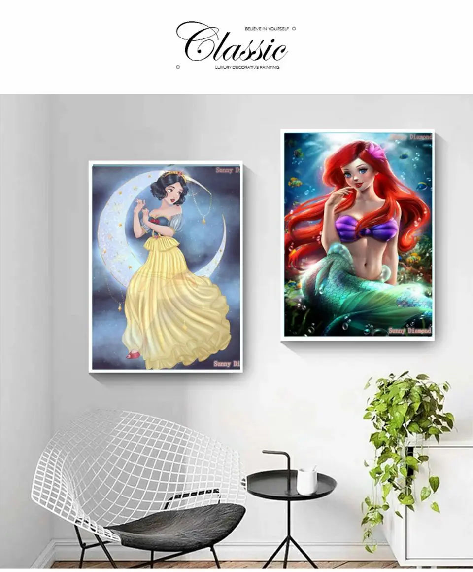 5D Diamond Painting Encanto Frozen Snow White Rapunzel DIY Mosaic Kit Art Picture Rhinestone Cross Stitch Home Decoration Gifts