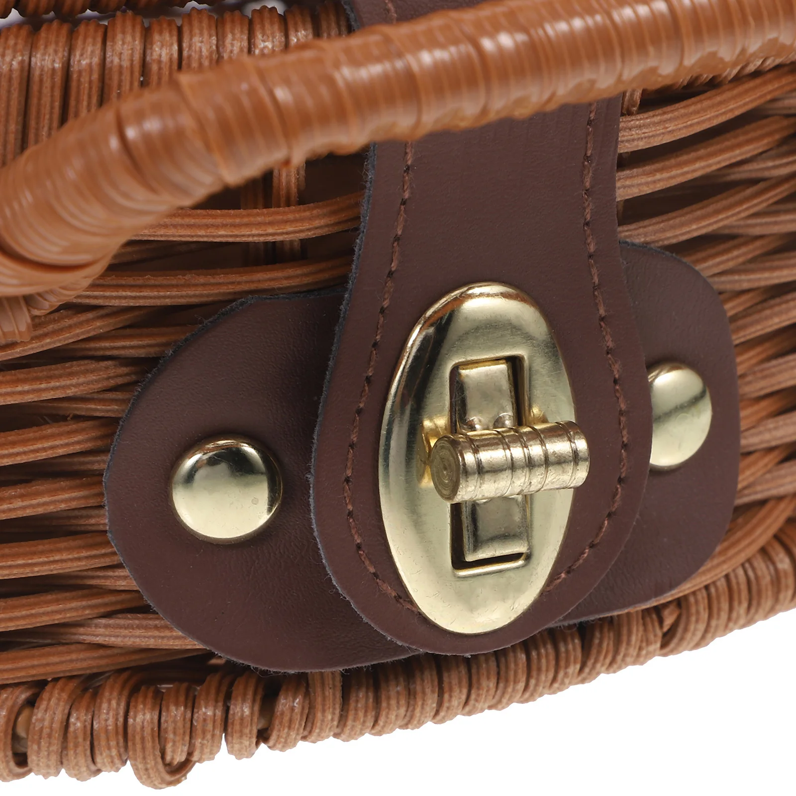 

1pc Woven Picnic Basket Imitation Rattan Storage Case Handwoven Organizer For Camping Hiking Outdoor Gathering Home Storage