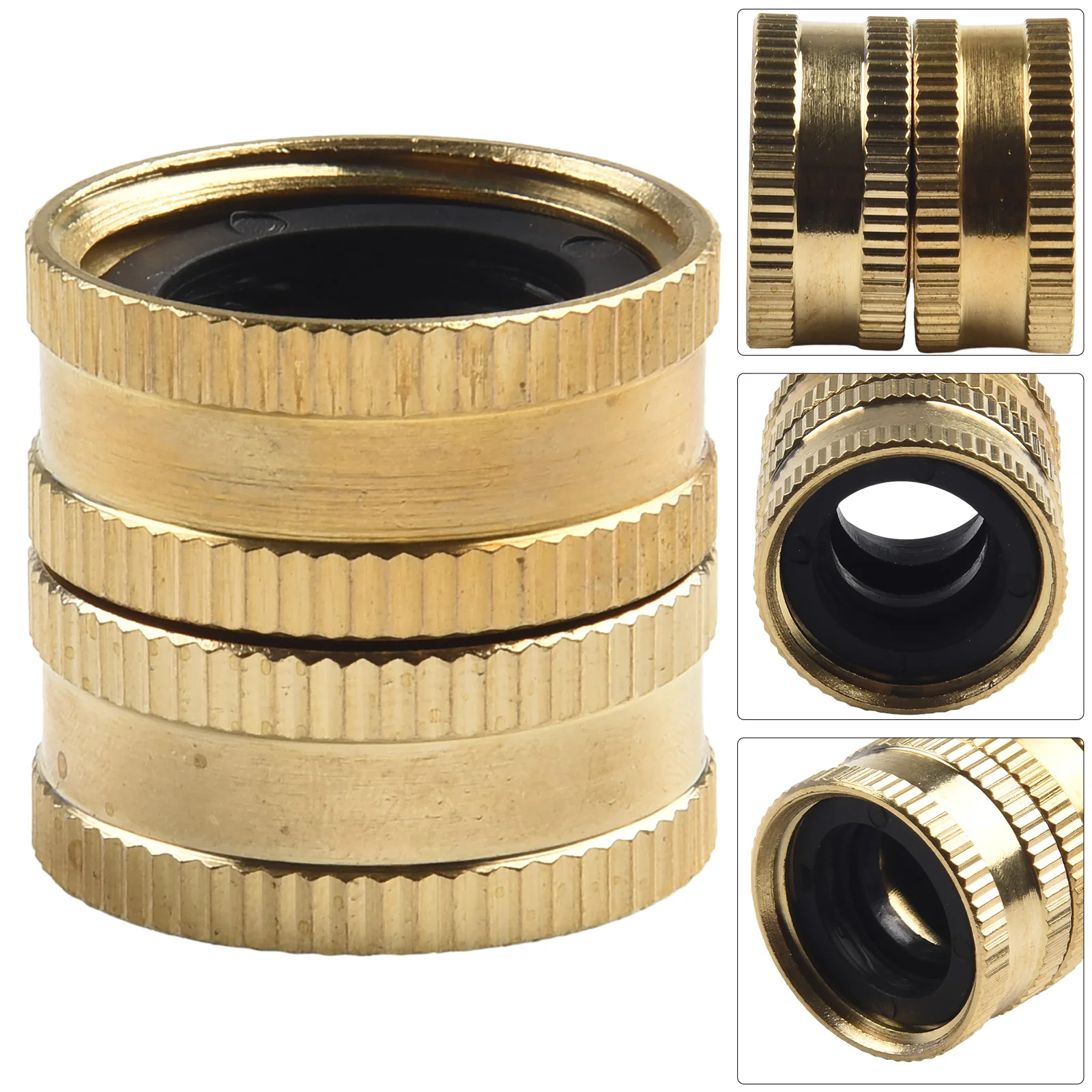 1/2pcs Water Hose Adapter Solid Brass Female To Female 3/4 Inch Garden Hose Connecter Gardening Household Faucet Accessories
