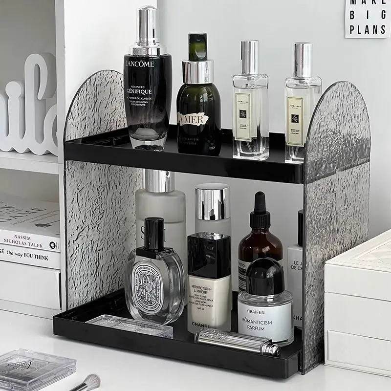 Acrylic Multi-layer Desktop Washstand, Cosmetics Storage, Bathroom, Water Ripple Rack Makeup Organizer Box Cosmetic Organizer