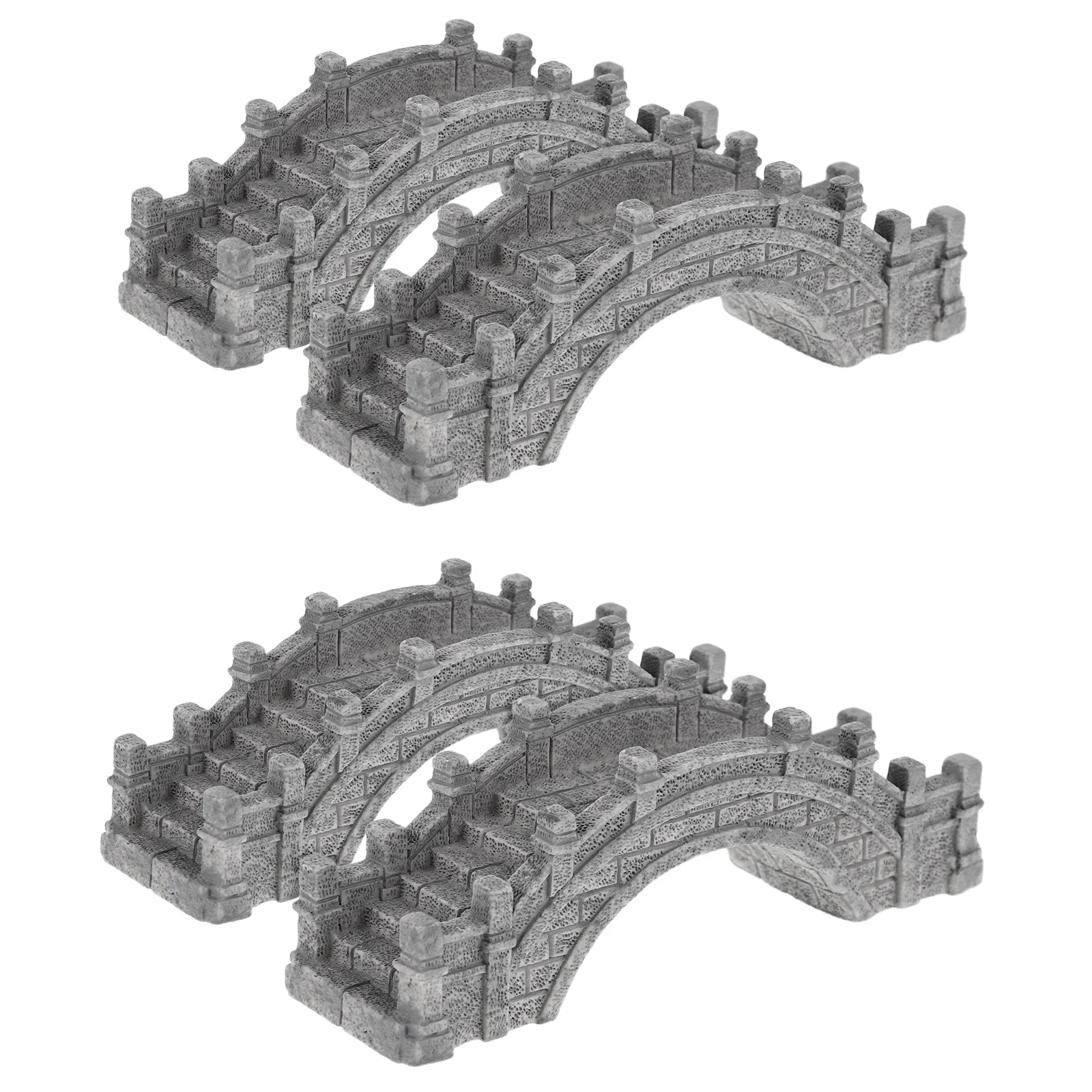 

4Pcs Miniature Asian Garden Bridge Set Small Arch Resin Bridge for Terrarium Fairy Garden Fish Tank Bonsai Zen Landscape