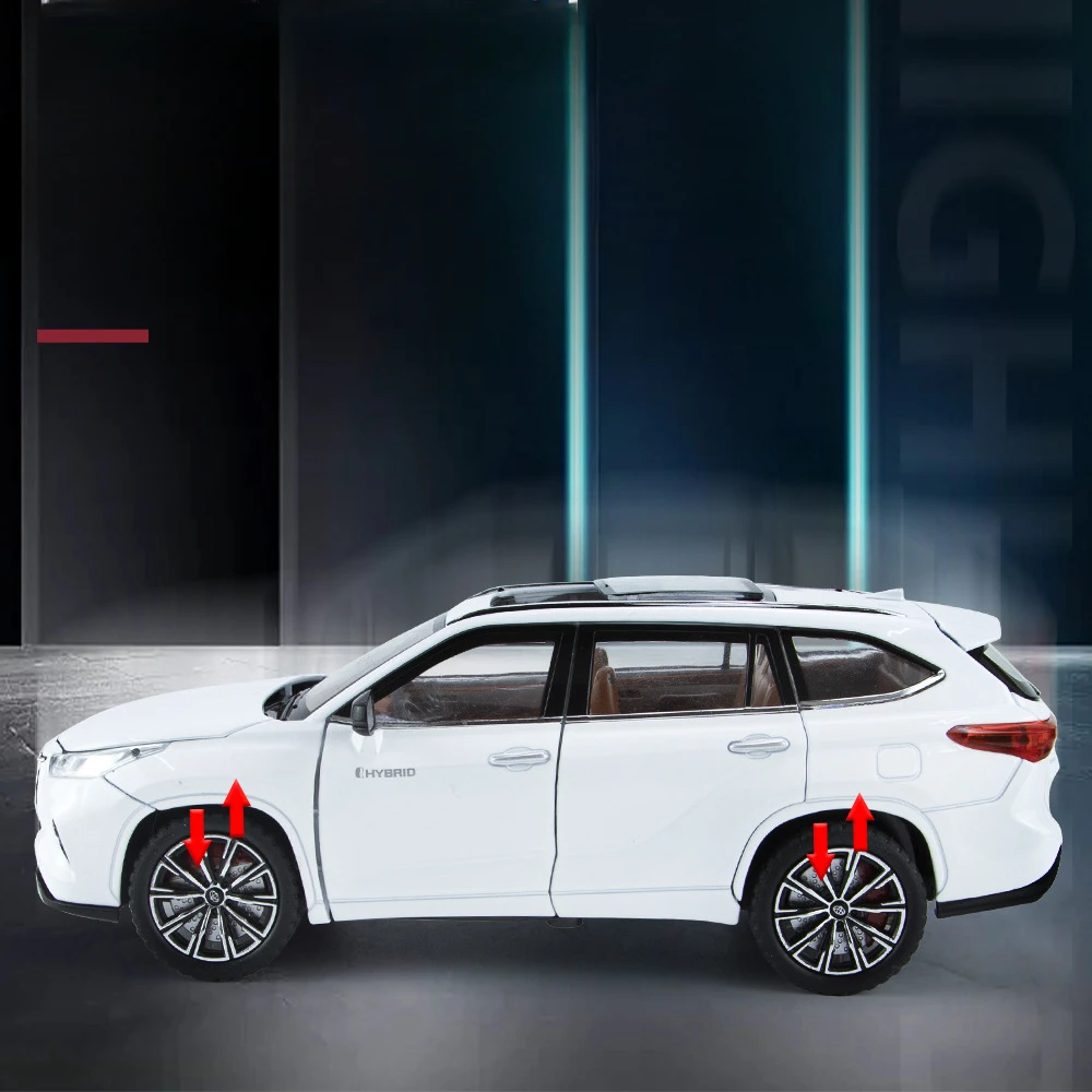 1:24 Toyota HIGHLANDER Off-RoadรถจําลองDiecastโลหะรุ่นรถเสียงดึงกลับคอลเลกชันของเล่นเด็กของขวัญ