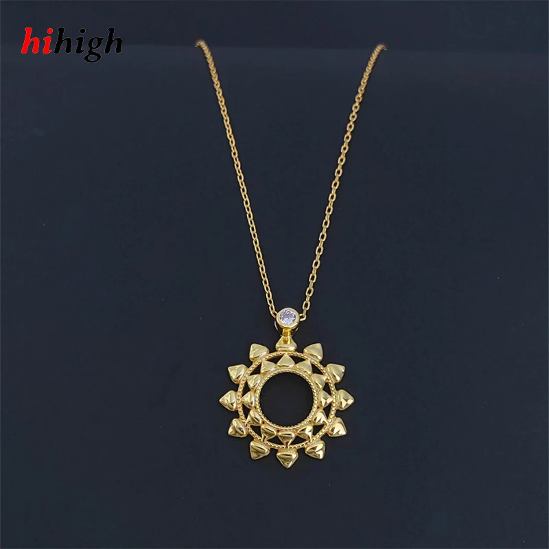 

S925 Silver Plated With 18K Gold Necklace Double Sunflower Pendant Individuality Simple Girl OL